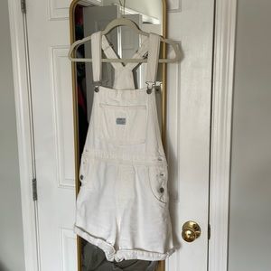 Levi, white jean overalls size S
